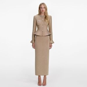 Self-Portrait NWOT GOLD CRYSTAL TRIM KNIT MIDI DRESS